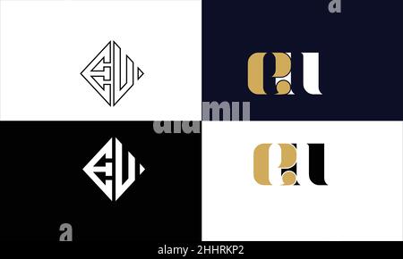 EU, UE Abstract Letters Logo MONOGRAM Stock Vector