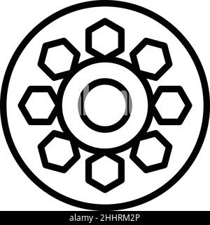 Jeep wheel icon outline vector. Car rim. Alloy chrome Stock Vector