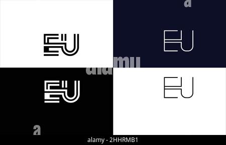 EU, UE Abstract Letters Logo MONOGRAM Stock Vector