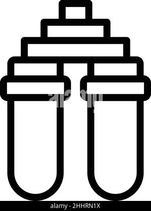 Double tank filter icon outline vector. Osmosis system. Machine plant Stock Vector