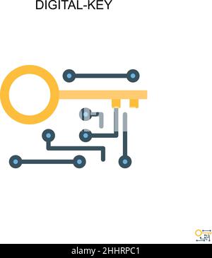 Digital-key Simple vector icon.Perfect color modern pictogram on editable stroke. Digital-key icons for your business project Stock Vector