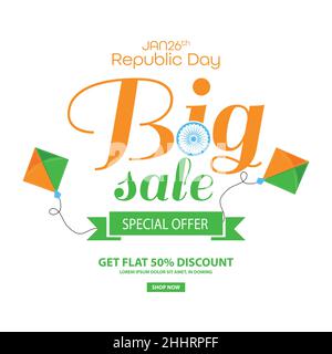 Republic day of India. Sale banner offer template designs. Stock Vector