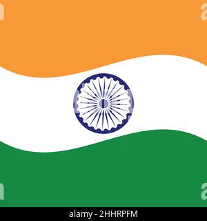 Indian flag, illustration of the tricolor flag of India. Vector illustration Stock Vector