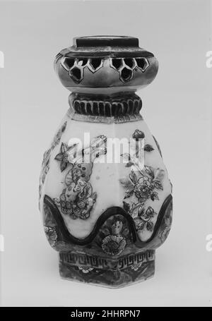 Vase ca. 1660 Japan. Vase. Japan. ca. 1660. White porcelain with slip relief; decorated with blue under the glaze, polychrome enamels (Arita ware). Edo period (1615–1868). Ceramics Stock Photo