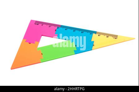 colorful plastic ruler in different color isolated on the white Stock Photo