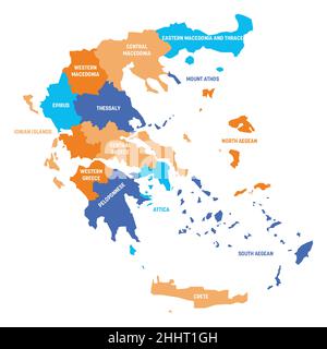Greece - map of decentralized administrations Stock Vector