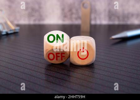 Light switch with on off word on green background Stock Photo