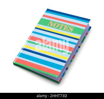 Closed Colorful Notebook Cut Out on White. Stock Photo