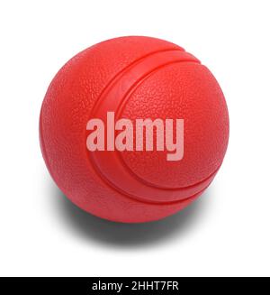 Red Rubber Baseball Toy Cut Out on White. Stock Photo