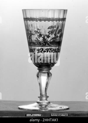 Standing cup ca. 1730 Bohemian. Standing cup. Bohemian. ca. 1730. Zwischengold glass. Glass Stock Photo