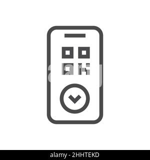 Qr code on phone icon Stock Vector