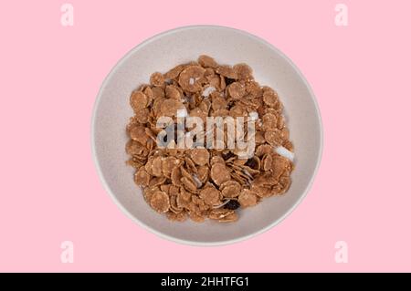 organic cereal in beige bowl. Diet food. Stock Photo