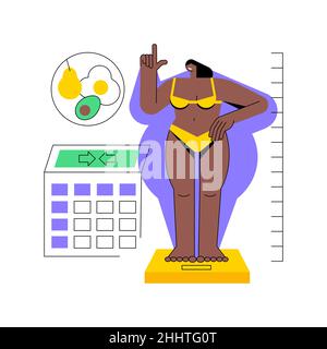 Body Mass Index abstract concept vector illustration. Health issue diagnostics, weight loss program, body mass fat index, healthy BMI, calculation formula, nutrition plan abstract metaphor. Stock Vector