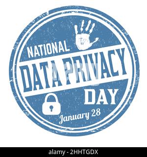 National data privacy day grunge rubber stamp on white background, vector illustration Stock Vector