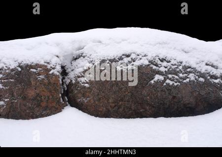 natural stone in the snow isolated on white phonen. High quality photo  Stock Photo - Alamy