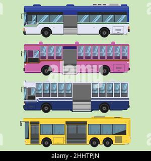 thai bus big size open the door for passenger come inside. vector illustration eps10. Stock Vector