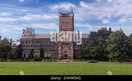 Toronto, Canada - 08 19 2018: Historic Hart House building of the University of Toronto. This Neo-Gothic university building is home to a theatre Stock Photo