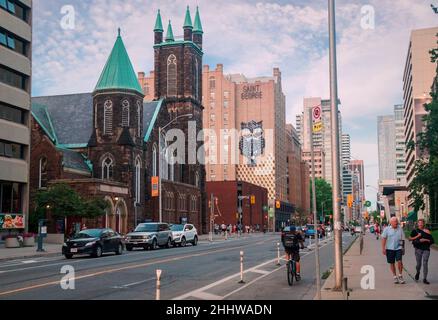 Toronto, Canada - 08 19 2018: Summer sunset on Bloor street in Huron Sussex neighbourhood of Old Toronto Stock Photo