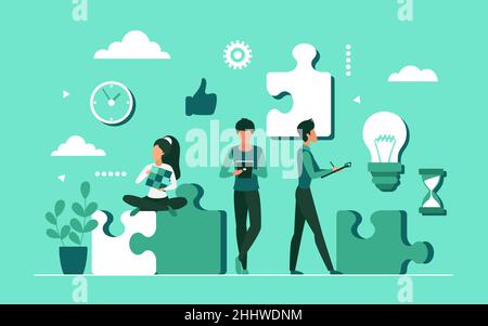 Business solution, busy business people solving problem Stock Vector