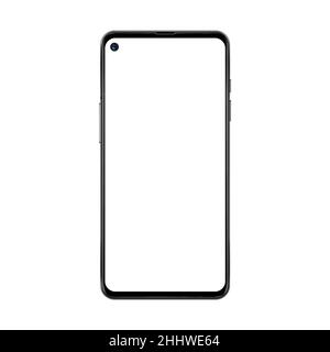 Black realistic and trendy no frame smartphone with blank white screen and separated camera isolated on white Stock Vector