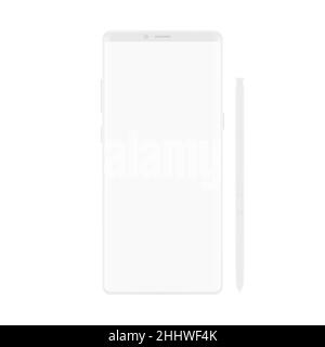 High quality new version of soft clean white elegant note smartphone with blank white screen. Realistic vector mockup tablet pad for visual ui app dem Stock Vector