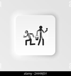 Vector illustration of expert construction workers working on the exterior of a house. Two repairman neumorphic icon. Repairman neumorphic icon, Vecto Stock Vector