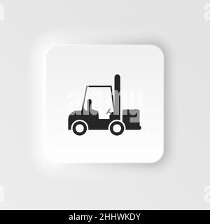 Forklift neumorphic icon in single color. Industrial vehicle work warehouse shipping inventory Forklift neumorphic icon Stock Vector