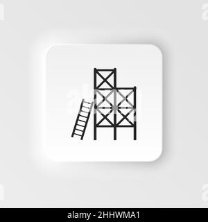 Scaffolding vector neumorphic icon isolated on transparent background, Scaffolding logo concept. Ladder, scaffold, stairs, steps neumorphic icon Stock Vector
