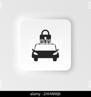 Car lock neumorphic icon, vector simple isolated black illustration. Stock Vector