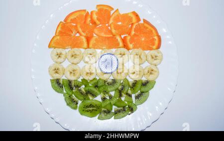 Indian Republic day themed food decorated and served to celebrate India republic day on 26 january Stock Photo