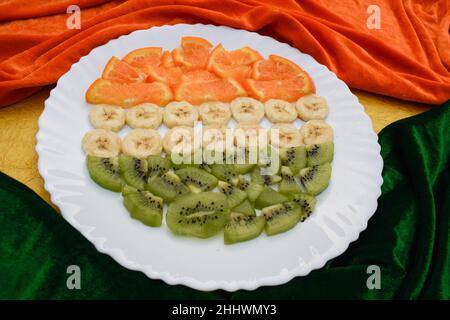 Indian Republic day themed food decorated and served to celebrate India republic day on 26 january Stock Photo