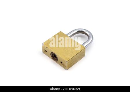 Old Padlock isolated on white background Stock Photo