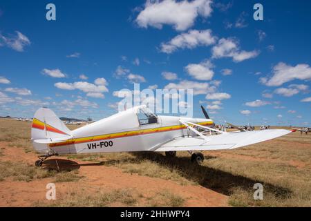 Modified Piper PA-25-235/A1 Pawnee Glider Tow Plane off the runway at Lake Keepit Soaring Club,Gonnedah Australia. Stock Photo