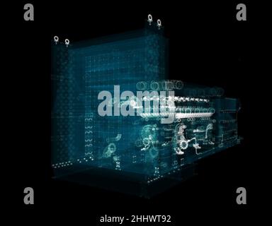 Hologram Large industrial Diesel generator. Energy Concept Stock Photo