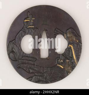 Sword Guard (Tsuba) late 18th century Japanese A tsuba is a sword guard and part of a sword mounting. It is mounted between the sword’s blade and grip to protect the user’s hands.. Sword Guard (Tsuba)  25650 Stock Photo