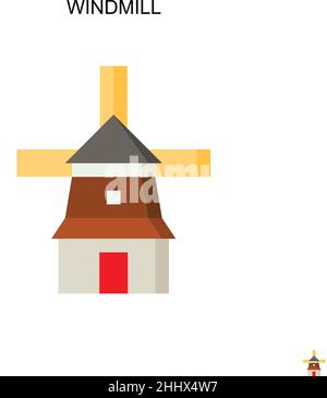 Windmill Simple vector icon. Illustration symbol design template for web mobile UI element. Stock Vector