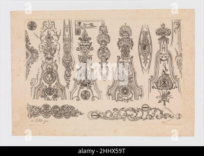 Plate three from Nouveavx Desseins D'Arquebvseries ca. 1705–30 De Lacollombe French This print is a prime example of French designs for the decoration of firearms in the late rococo style, which set the fashion for luxury arms across Europe at the time. It was created by an enigmatic engraver known only as De Lacollombe and comes from a group that was added to after his death and then published by his better-known pupil Gilles Demarteau (1722–1776) in about 1749. Individual motifs taken from them can be seen on guns made throughout the eighteenth century in France, Germany, the Netherlands, It Stock Photo