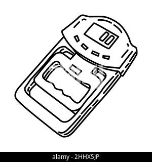 Hand Dynamometer Digital Part of Electronic for Hospital Device Hand Drawn Icon Set Vector. Stock Vector