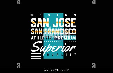 san jose san francisco athletic california urban t-shirt monogram text vector template Stock Vector