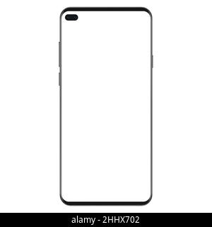 New generation of black slim realistic no frame smartphone with blank white screen Stock Vector