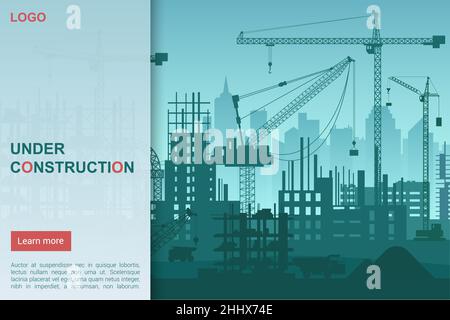 House under construction, architectural building company website homepage landing page template Stock Vector