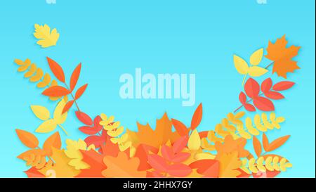 Vector Fall autumn colorful gradient paper leaves background Stock Vector