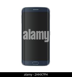 New generation of modern smartphone with curved edge blank black screen. Realistic phone vector illustration Stock Vector