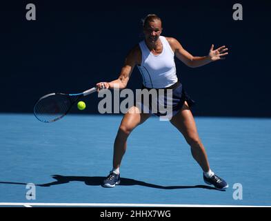 Melbourne, Australia. 26th Jan, 2022. Australian Open Melbourne Park Day 10 26/01/2022 Kaia Kinepi (EST) in women's quarter final Credit: Roger Parker/Alamy Live News Stock Photo