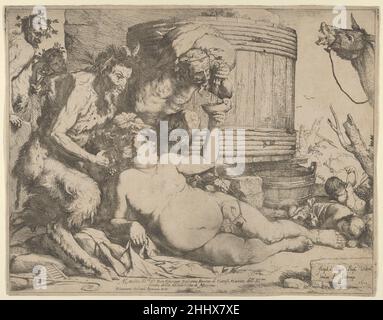 The Drunken Silenus holding a cup aloft into which a Satyr pours wine 1628 Jusepe de Ribera (called Lo Spagnoletto) Spanish. The Drunken Silenus holding a cup aloft into which a Satyr pours wine  650859 Stock Photo