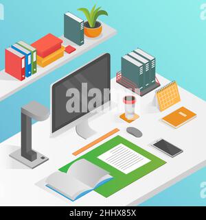 flat isometric desktop Stock Vector Image & Art - Alamy