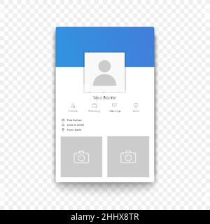 Social network mobile app profile template on the transperant alpha background Stock Vector