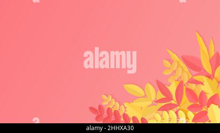 Vector fresh realistic background with red, orange, yellow falling autumn leaves Stock Vector