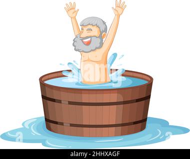 Happy Archimedes in bath cartoon illustration Stock Vector