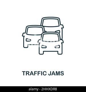 Traffic Jams icon. Line element from big city life collection. Linear Traffic Jams icon sign for web design, infographics and more. Stock Vector